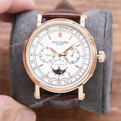 Best Replica Patek Philippe Annual Calendar Auto Watches Rose Gold and White Dial